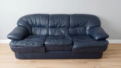 Black genuine leather seater - black, 3-seater